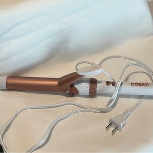 1” Barrel Conair Curling Iron Hair tool in White and Rose ceramic.